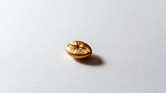 Close-up of a single gold coffee bean.