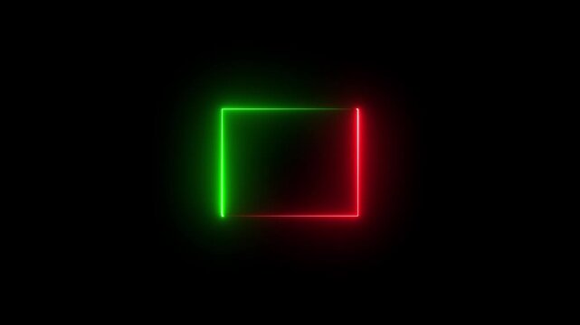 Glowing green and red Neon Alphabet Sign with Digital Light Effects 4k animation 