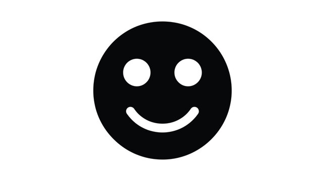 Smiling face icon black and white simple design