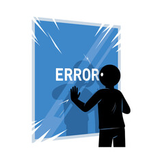 Naklejka premium Person Looking At Error Message.