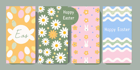 Five colorful easter cards with floral and egg designs cheerful spring holiday greetings high quality © Debashis