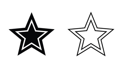 Obraz premium Two star shapes black filled and white outline on white background