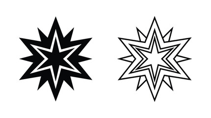 Obraz premium Star shape silhouettes black and white line art