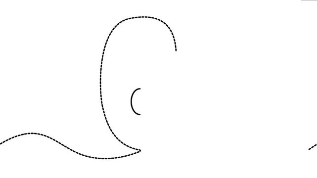 Animated six number forming dynamically with dashed lines on a white background, motion graphics