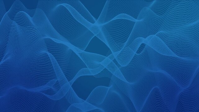 Abstract blue Futuristic Flowing Mesh Loop Wave Animation Digital Particle Lines Background for Presentation and Visual Effects video