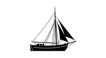 Fototapeta premium Sailing boat silhouette against a white background silhouette high quality professional detailed modern
