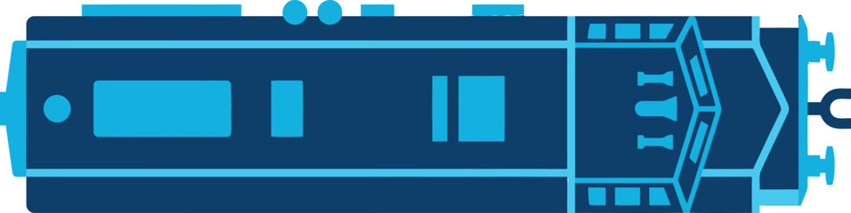 Modern Blue Freight Locomotive Train Engine Top View Vector for Railway Logistics, Industrial Transportation & Cargo Shipping Infrastructure (EPS) © Insa Batool