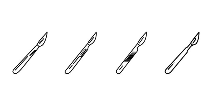Black Scalpel Icon Vector Isolated Minimal Medical Tool Illustration