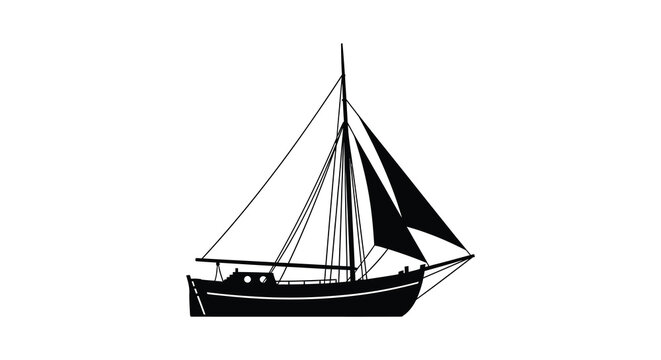 Sailing boat silhouette against a white background silhouette high quality professional detailed modern