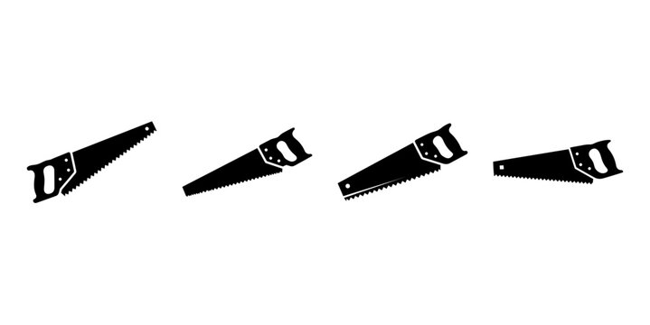 Hand Saw Silhouette Icon Vector Carpenter Tool Illustration