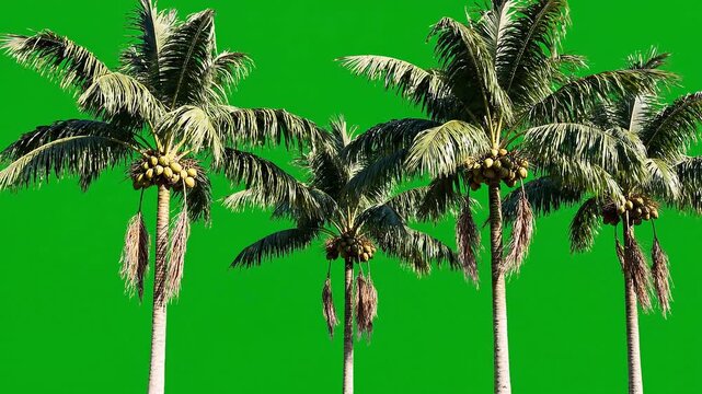 Tropical palm trees, green screen background, palm tree collection, chroma key ai 4k Video
