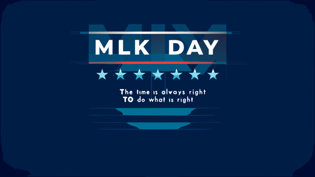 Martin luther king jr day graphic with stars and stripes in dark blue gradient
