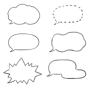 いろんな形の吹き出し（白バック）