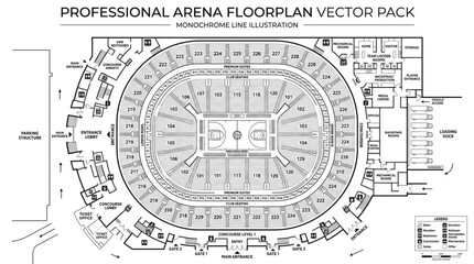Professional Arena Floor Plan Blueprint Design. © Sabru