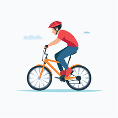 Naklejka premium Person Riding a Bicycle with Helmet