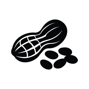 Silhouette of organic peanut seeds detailed mesh pattern vector illustration design, peanut seeds silhouette vector illustration