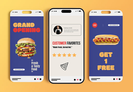 Fast Food Grand Opening Story Template Set