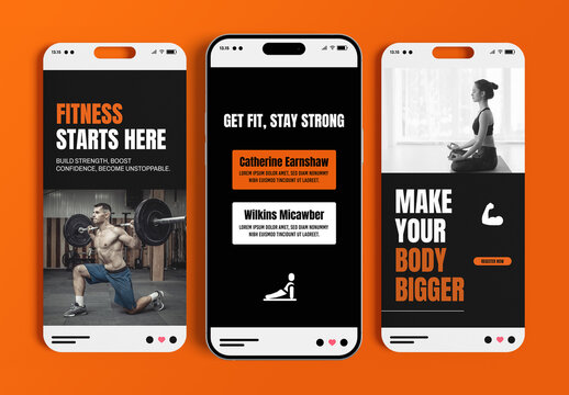 Gym Fitness Story Template Set Layout