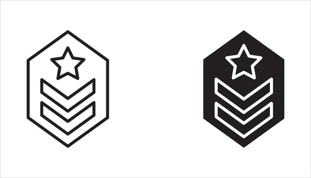 Military Badge icon set. Army, star, Military rank chevron icon set. Army Patch Symbols. Vector icon.