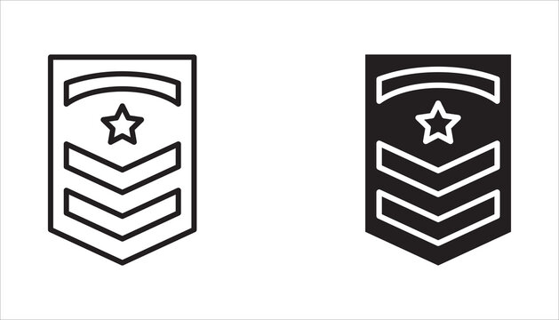 Military Badge icon set. Army, star, Military rank chevron icon set. Army Patch Symbols. Vector icon.