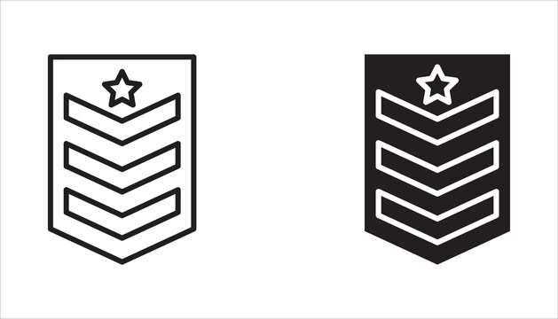Military Badge icon set. Army, star, Military rank chevron icon set. Army Patch Symbols. Vector icon.
