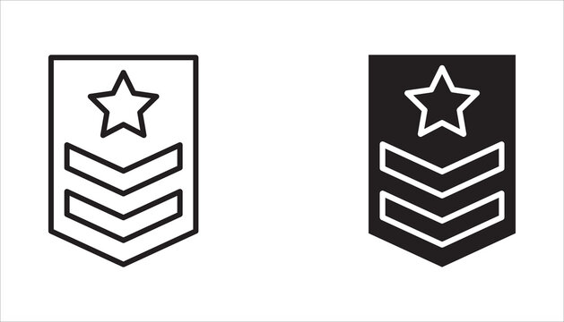 Military Badge icon set. Army, star, Military rank chevron icon set. Army Patch Symbols. Vector icon.