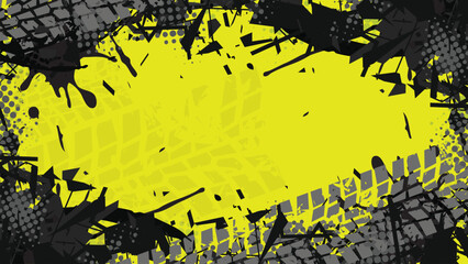 Abstract Racing Background with Yellow Tire Tracks and Urban Splatter © Nj Art