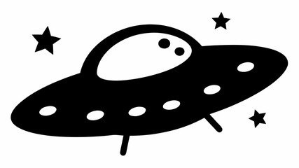 Flying saucer soars through starry night sky with moon silhouette © Ubaid