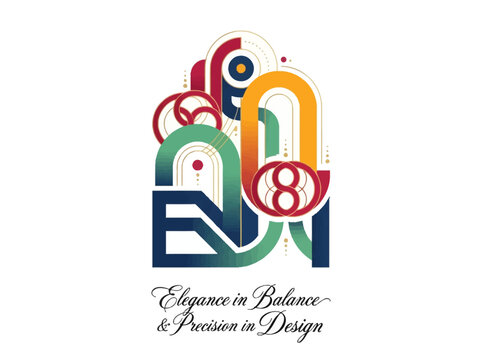 Abstract Geometric Illustration with Vibrant Arcs and Circles, Modern Graphic Design for Branding and Corporate Art - Elegance in Balance and Precision in Design
