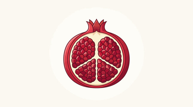 Minimalist Pomegranate Fruit Illustration - Red Halved Pomegranate with Seeds Isolated on White Background for Health and Culinary Design