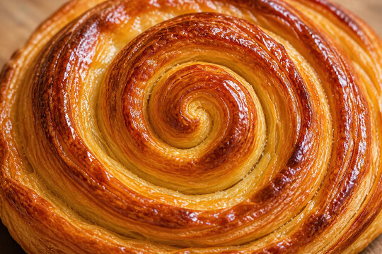 Close Up of Fresh Homemade Danish Pastry Roll