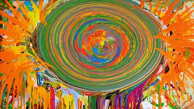 abstract colorful paint swirl splashing and mixing in motion art