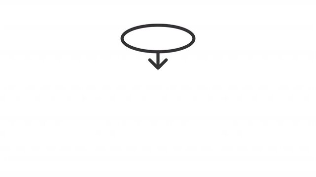 Animated process flowchart line icon. Workflow optimization animation. Visual representation of sequential steps. Business strategy. Outline element on white background. HD video with alpha channel