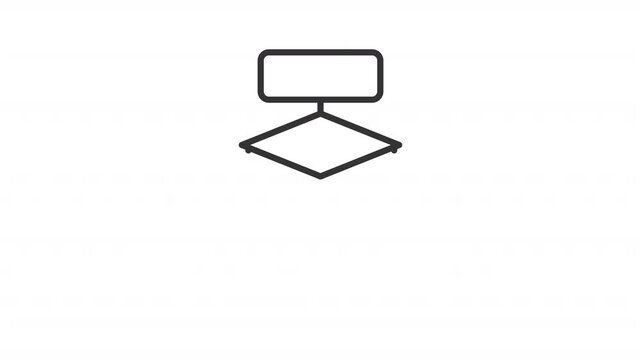 Animated flowchart line icon. Workflow optimization animation. Effective algorithm of task management. Business planning tools. Outline element on white background. HD video with alpha channel