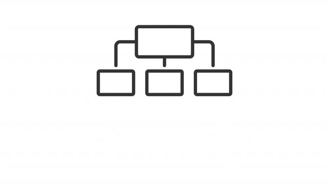 Animated multi level hierarchy line icon. Project structure presentation animation. Workflow optimization diagram. Presentation. Outline element on white background. HD video with alpha channel