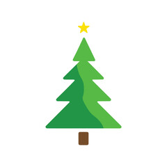 Fototapeta premium Christmas Tree Vector Icon Colorful Flat Holiday Decoration Tree Sticker Illustration