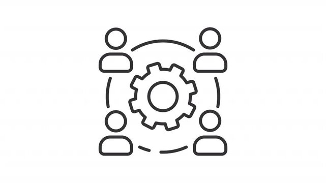 Animated workflow line icons. Information structure animation set. System for managing repetitive processes. Business organization. Outline elements on white background. HD video with alpha channel
