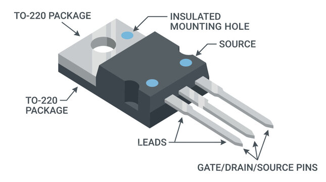 To 220 package electronic component diagram with labeled parts