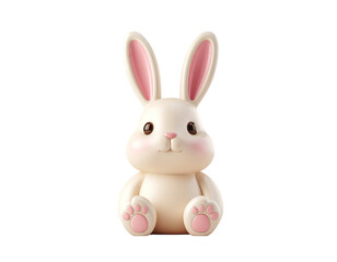 Obraz premium Cute 3D Rendered White Bunny with Pink Accents
