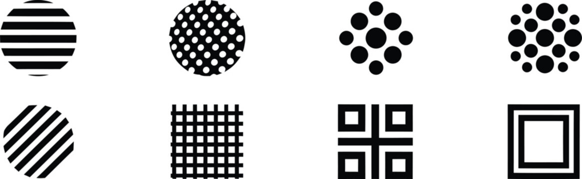 Geometric pattern icons with circles and squares