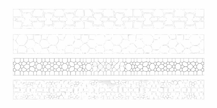 Architectural section view of stone wall patterns vertical cross section line drawing high quality professional