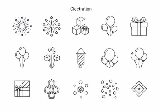 Various geometric shapes and symbols.