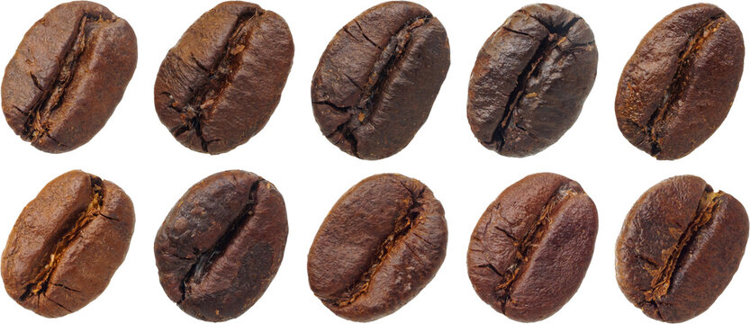 coffee beans set isolated on white background