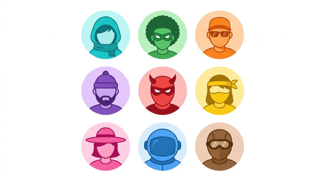 Collection of Diverse Superhero and Character Avatars.