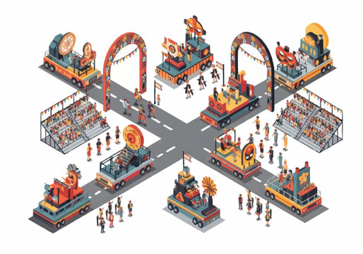 Colorful Amusement Park Ride Attractions.
