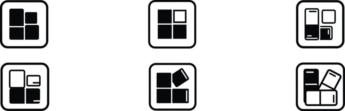 Set of six modern responsive design icons for web and mobile applications