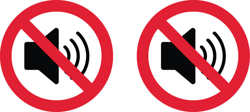 Silent mode icons set, speaker symbols showing mute and sound control functions for mobile interface notification settings and audio management design.