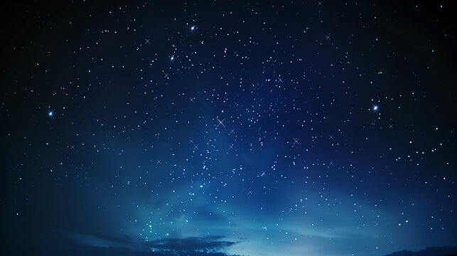 深い青空に広がる星空と天体イメージ背景