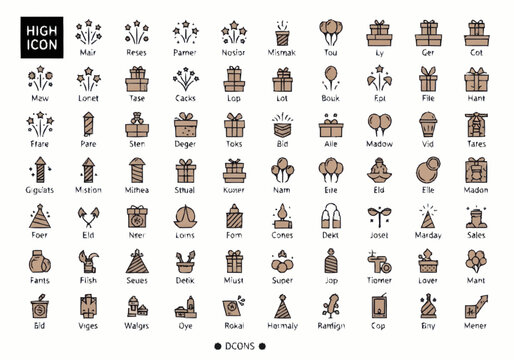 Various Desserts and Sweets Icons.