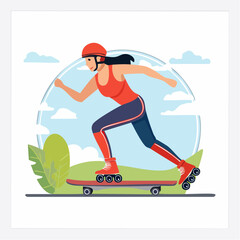 Obraz premium Woman Roller Skating in Park